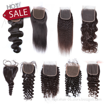 Hot Sale  Amanda Eliana Bleached Knots 100% Unprocessed Virgin Human Hair 4x4 Inch Natural Swiss Lace Closure Piece